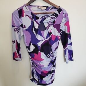 Jennifer Lopez Floral Print Top Purple Size Medium